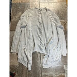 BP‎ Open Knit Cardigan Sweater Distressed White Cozy Oversized XL